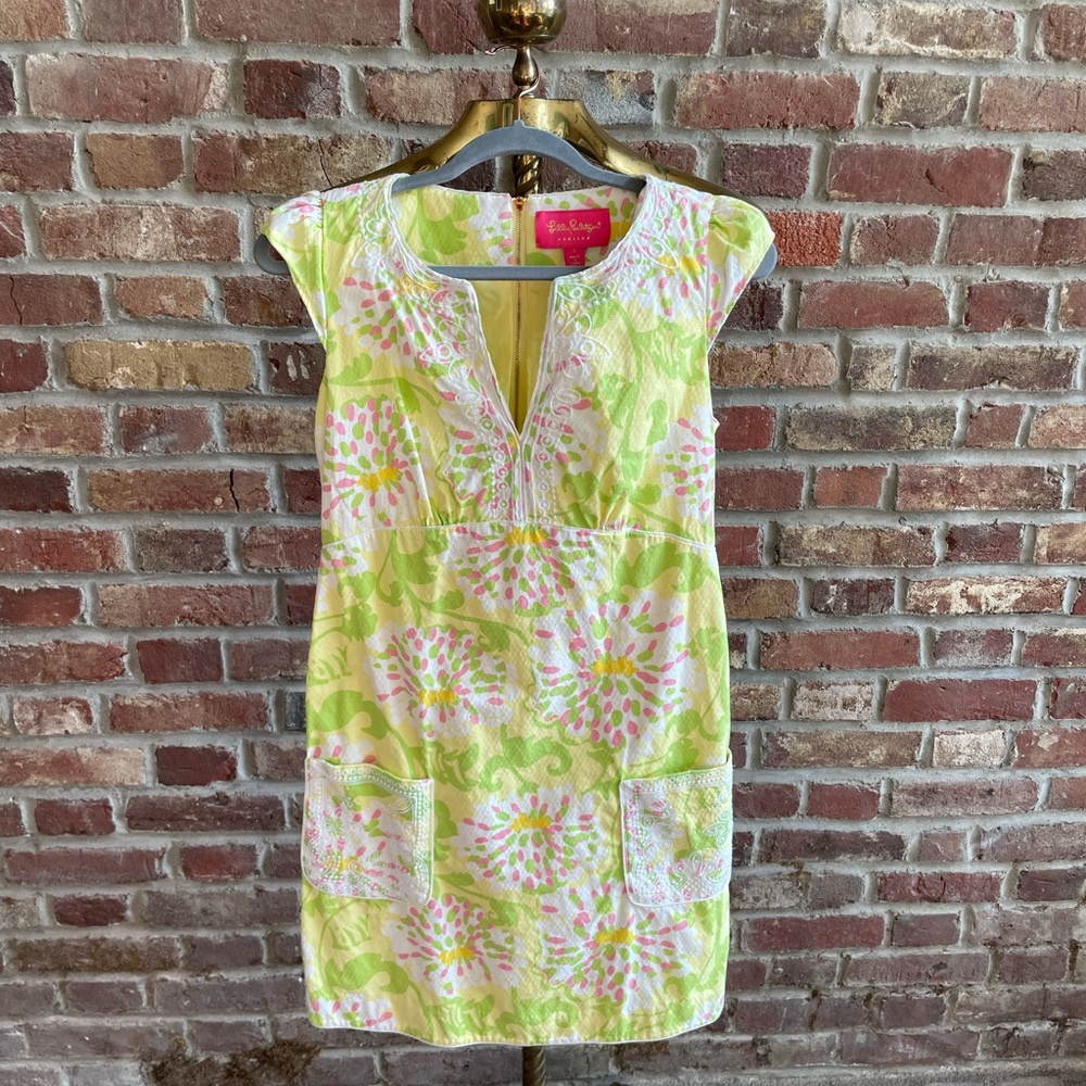 Lilly Pulitzer Yellow Dress with Embroidery Trim